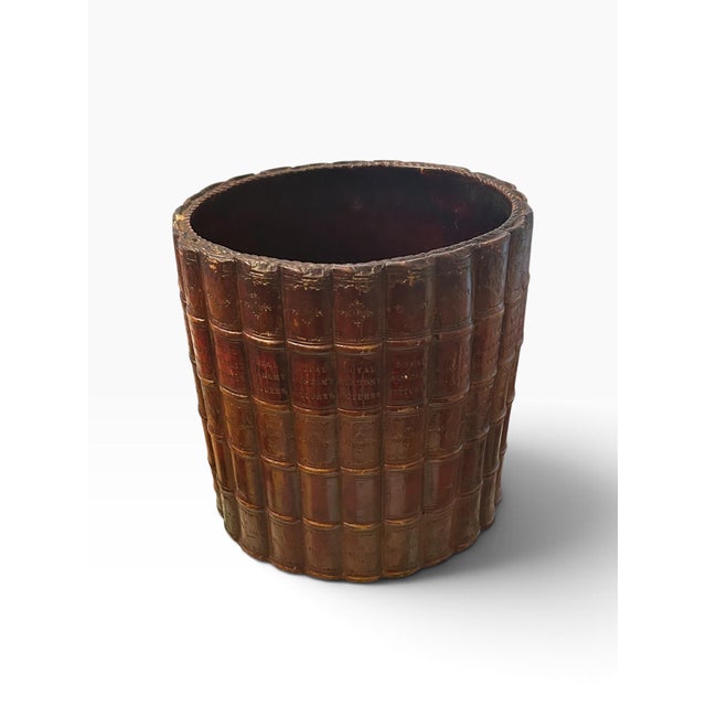 Maitland - Smith Mid 20th Century Trompe l'Oeil Book Spine Waste Basket For Sale - Image 4 of 10