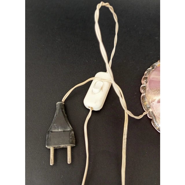 Pink Murano Glass and Gold Leaf Table Lamp, 1950s For Sale - Image 11 of 13