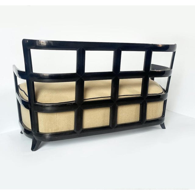 Sofa in Grid Lacquered Wood, 1930s For Sale - Image 11 of 14