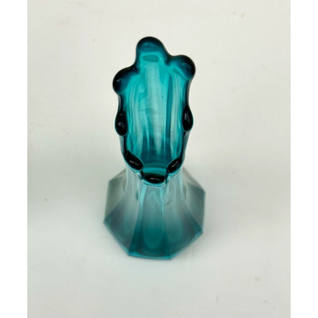 Beautiful vintage turquoise glass mid- century tall vase