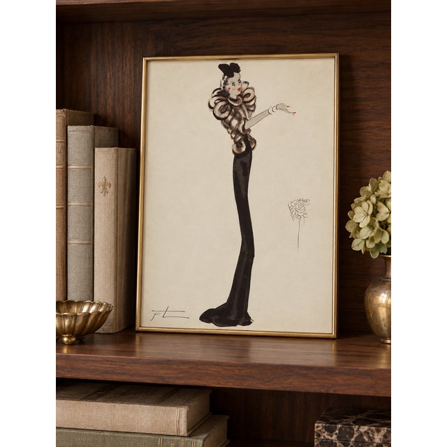 Bunny Williams Home Vintage French Fashion Art Print – Art Deco Woman in Brown, 24" X 32" For Sale - Image 4 of 9