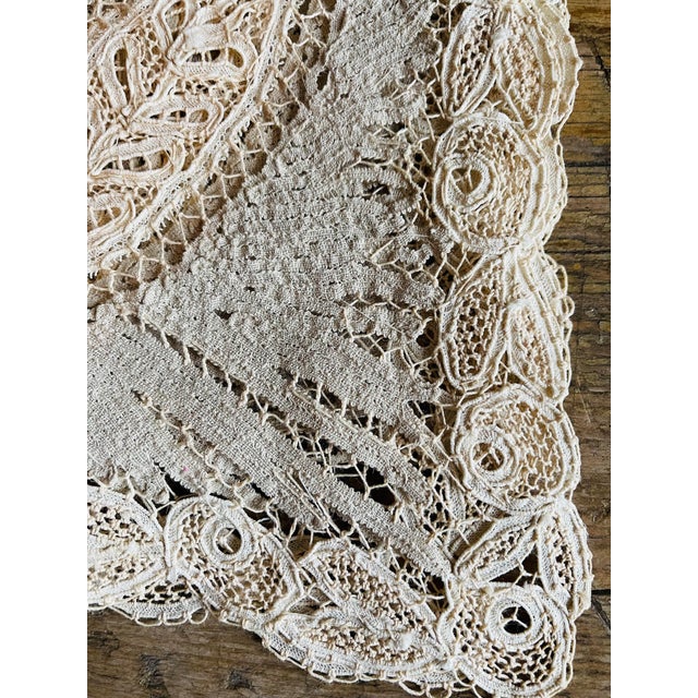 Antique Museum Battenburg Lace Tablecloth Runner For Sale In Columbus - Image 6 of 13