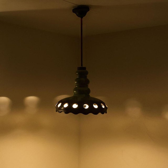 German Green and Brown Hanging Lamp in Ceramic by Pan Keramik, 1970s For Sale - Image 10 of 18