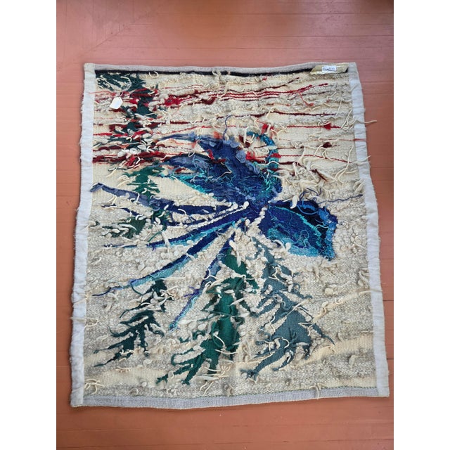 White 1980s Primitive Flower From Primitive Flower Series: Hand Woven Tapestry For Sale - Image 8 of 9