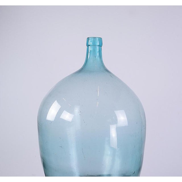 Vintage Turquoise Glass Bottle Lady Jeanne, France For Sale - Image 9 of 12