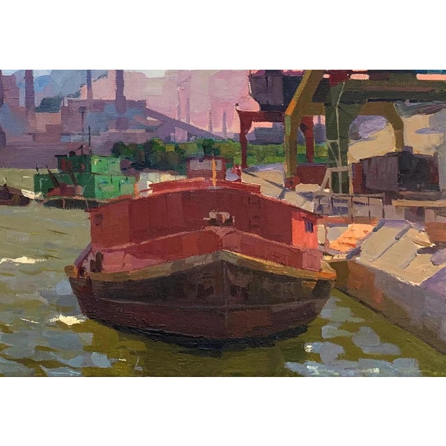 Soviet Industrial Landscape Painting, Original Oil on Canvas, 1970 96-139 For Sale - Image 6 of 6