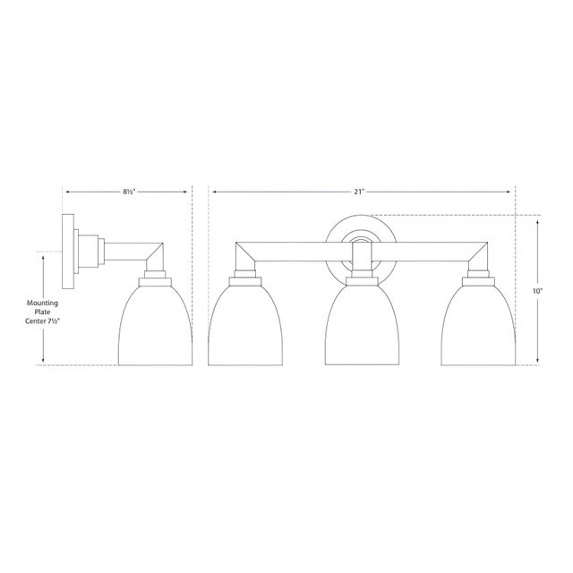 Visual Comfort Chapman & Myers for Visual Comfort Signature Wilton Triple Bath Light in Antique Nickel with White Glass For Sale - Image 4 of 4