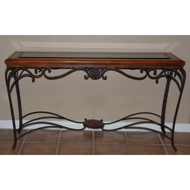Tuscan Style Wood Iron And Glass Foyer Entry Table Chairish