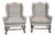 Late 20th Century Pair Southwood Connoisseur Collection Mahogany Wing Chairs Flame Stitch Fabric For Sale