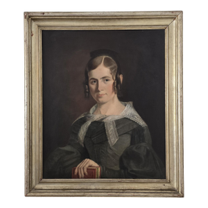 Antebellum American Oil Portrait on Canvas of a Young Woman, Circa 1835–1850