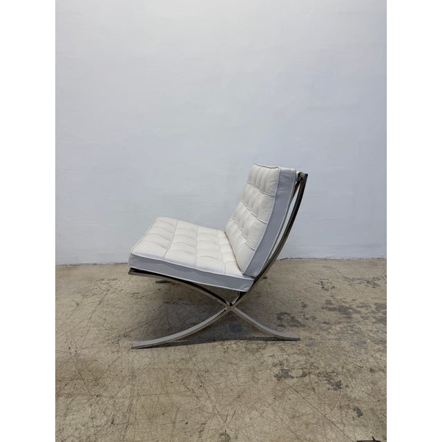 Ludwig Mies Van Der Rohe White Leather Barcelona Chairs for Knoll - A Pair For Sale - Image 9 of 17