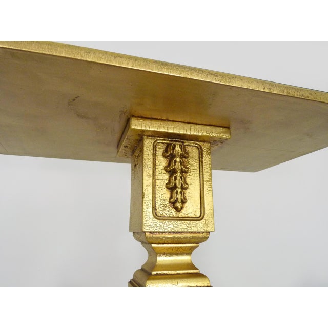 Pedestal Side Table in Gilded Wood Beveled Mirror Top, 1970s For Sale - Image 6 of 11