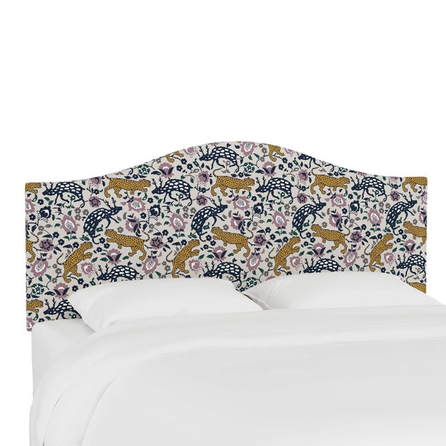 Kenmore Headboard in Mustard Plum Leopard, Twin For Sale