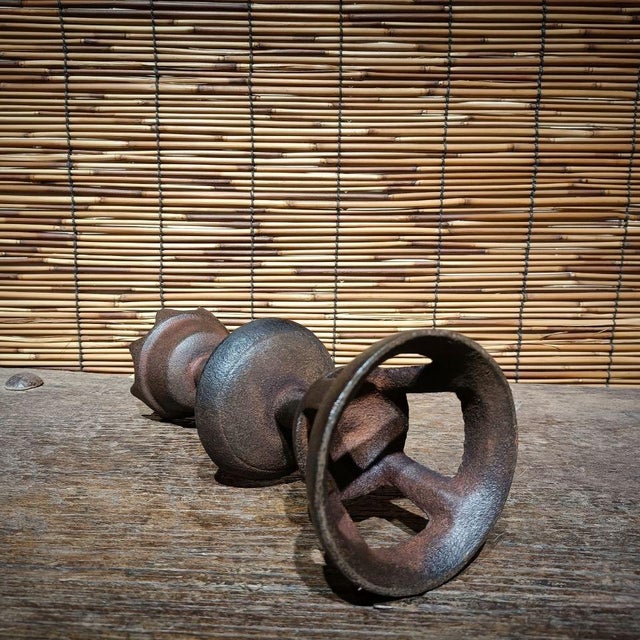 Asian Iron Casting Candle Holder For Sale - Image 4 of 6