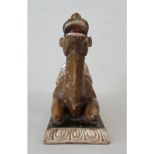 Silver Antique Anglo-Indian Hand-Crafted, Wood-Carved & Gilded Silver Leaf Reposed Camel Accent/Decorstive Piece For Sale - Image 8 of 18