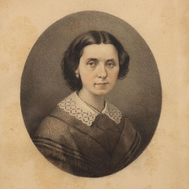 Cesare Ferreri, Portraits, Pastel Drawings on Paper, Framed, Set of 2 For Sale - Image 3 of 13