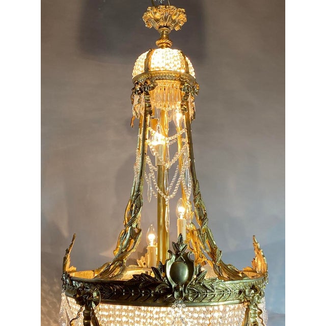 Metal 1860s French Empire Gold Bronze Crystal Chandelier For Sale - Image 7 of 18