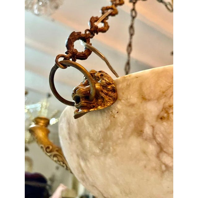 Large Art Deco Marble Pendant with Bronze Structure, France, 1920 For Sale - Image 6 of 11