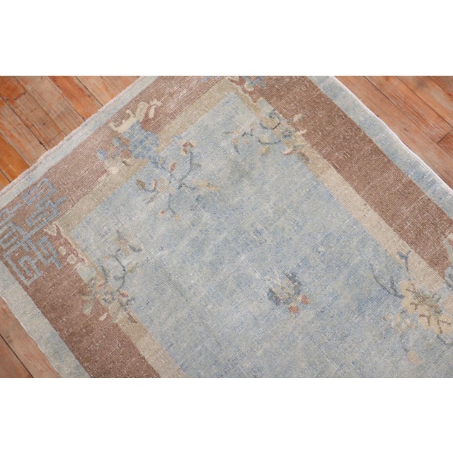 Pair Of Chinese Blue Art Deco Rugs - 3' x 5'10" For Sale - Image 4 of 12