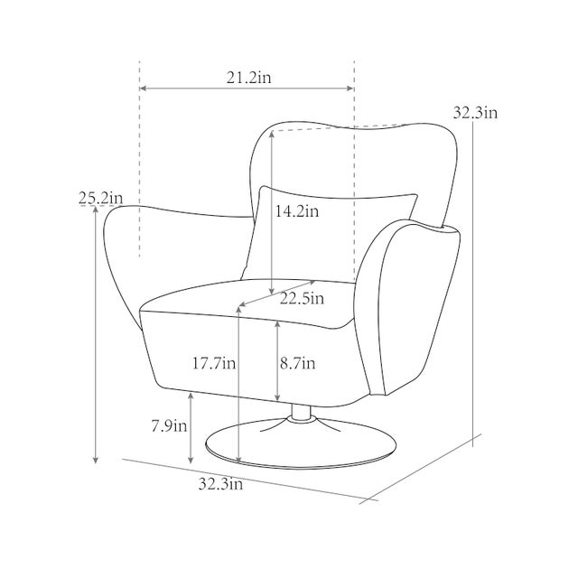 Metal Mercer Swivel Lounge Chair With Pillow, Beige For Sale - Image 7 of 7