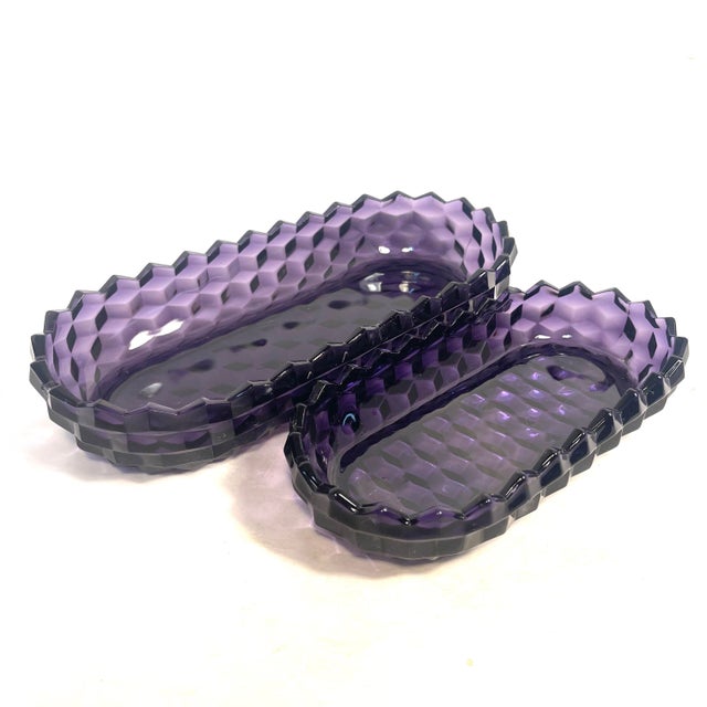 Glass 20th Century Fostoria American Purple Glass Serving Dish Pair For Sale - Image 7 of 11