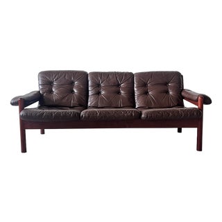 Scandinavian Brown Leather Sofa from Ulferts Möbler, 1970s For Sale