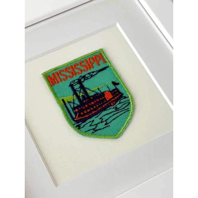 Description: Vintage Travel Patches from 1970-1990s Mississippi vintage travel patch features a riverboat on a green blue...