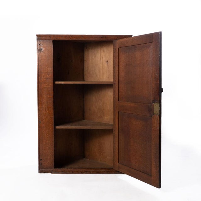 Wood Late 19th Century Small English Oak Corner Cupboard For Sale - Image 7 of 12