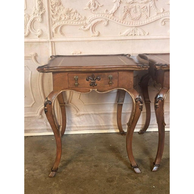 Late 20th Century Pair of French Louis XV Faux-Leather Painted Side Tables For Sale - Image 5 of 18