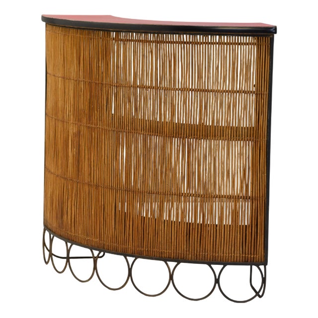 Cane Fronted Bar, 1950s For Sale