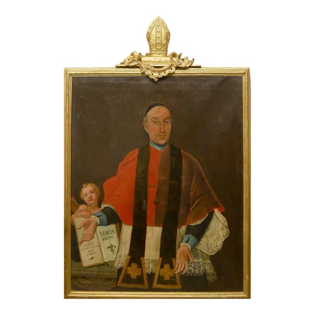18th Century Italian Oil Painting Portrait Pope Clement XIII For Sale