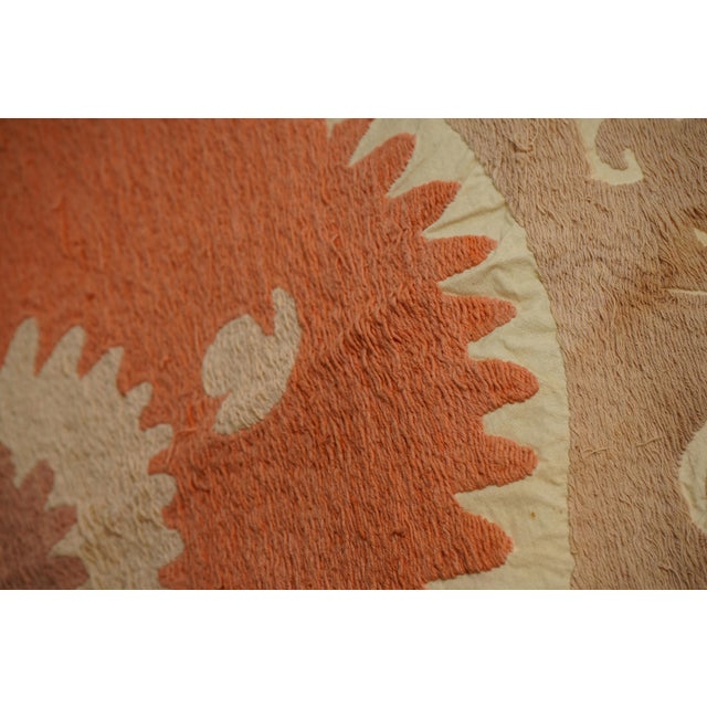 Beige Suzani Tablecover – Terracotta & Beige Boho Textile For Sale - Image 8 of 10