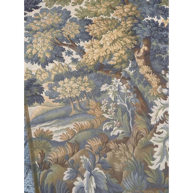 Large Vintage French Aubusson Style Jacquard Tapestry Classic Verdure, 1970s For Sale - Image 18 of 18