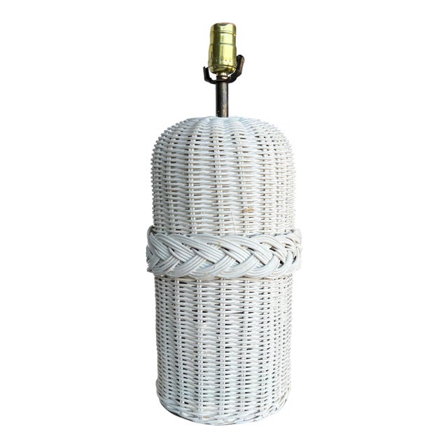 Vintage Wicker Table Lamp For Sale