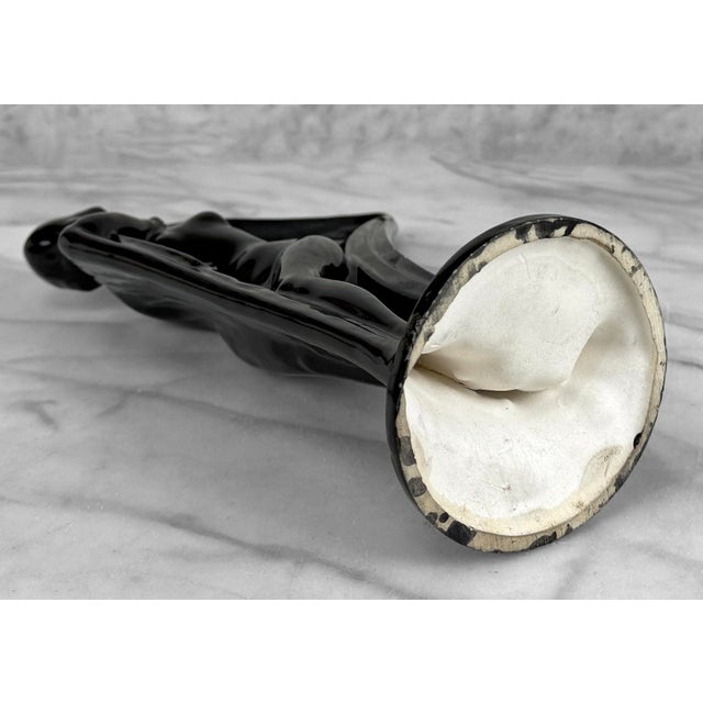 Vintage Art Deco Black Ceramic Flapper Women Sculpture - 10" For Sale - Image 10 of 10