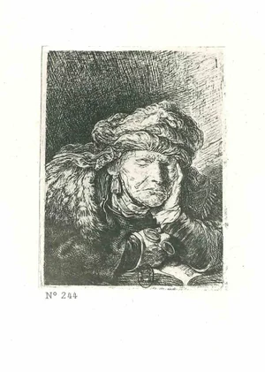 After Rembrandt, Woman Sleeping, Etching, 19th Century
