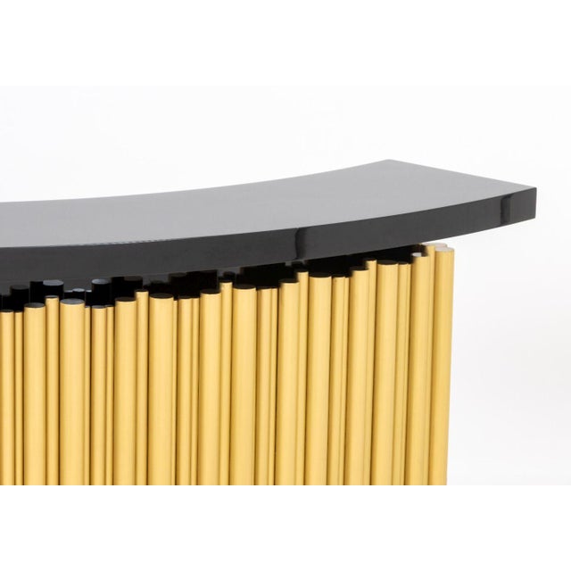 Art Deco Style Black Lacquered & Brass Bar Cabinet For Sale - Image 10 of 10