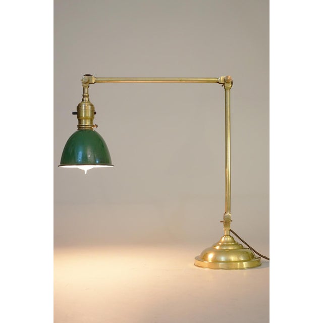 Faries Industrial Machine Age Brass Double Articulating Lamp 1920's For Sale In Los Angeles - Image 6 of 8