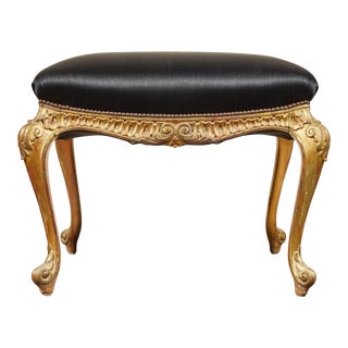19th Century Italian Gilt and Paint Footstool with Horsehair For Sale
