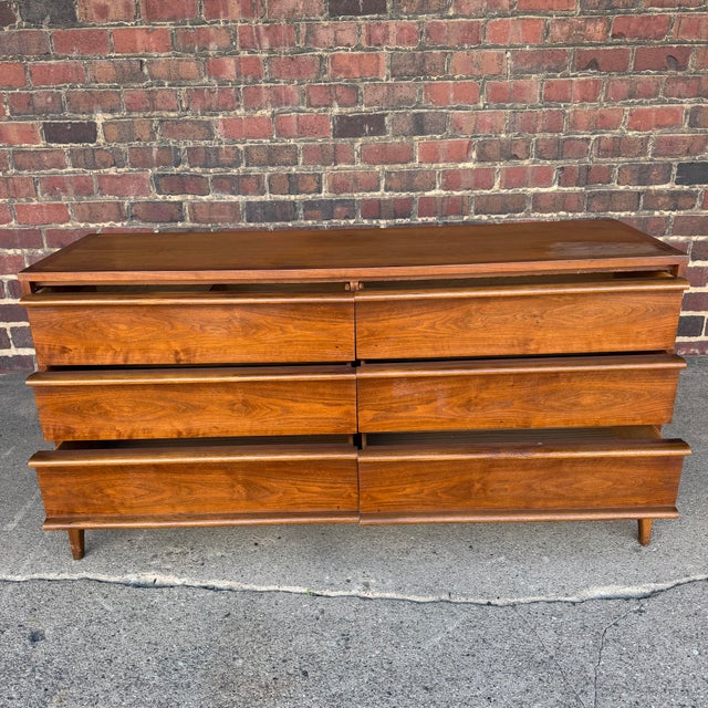 Mid-Century Modern Lane Rhythm Walnut Lowboy Dresser Mid Century Modern For Sale - Image 3 of 12