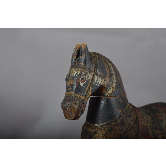 Indian Artist, Horse on Wheels, 19th Century, Hand-Carved and Painted Wood For Sale - Image 11 of 12