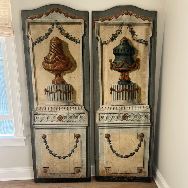 Antique 19th Century French Louis Xvi Style Screen Panels - Pair
