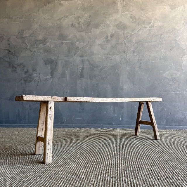 Late 20th Century Elm Wood Skinny Bench #B92 For Sale In Los Angeles - Image 6 of 8