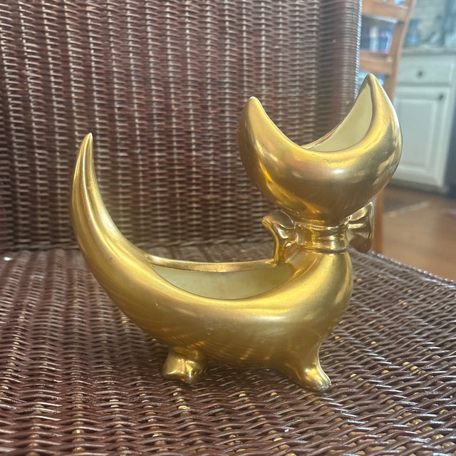 MCM Dixon Art Studio Gold Cat Planter. This little cat is so atomic, he would look great with 2 different kinds of plants,...