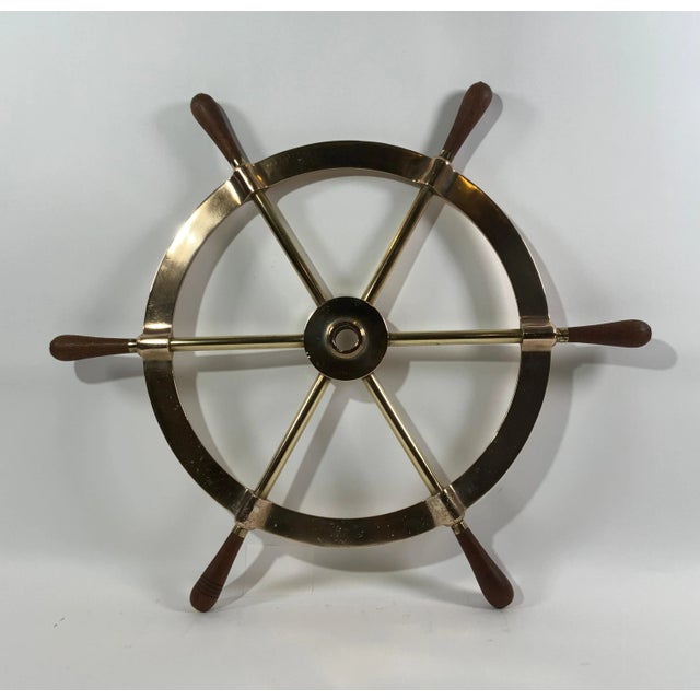Six Spoke Solid Brass Yacht Wheel For Sale - Image 9 of 9