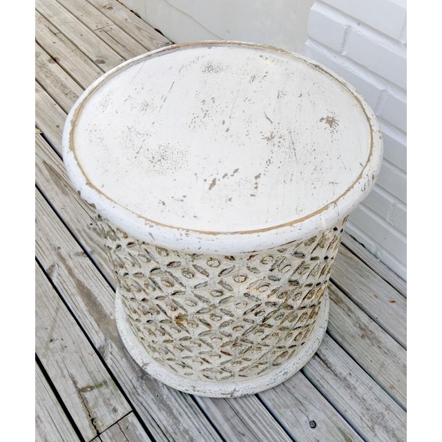 Distressed White Carved Side Table Chairish