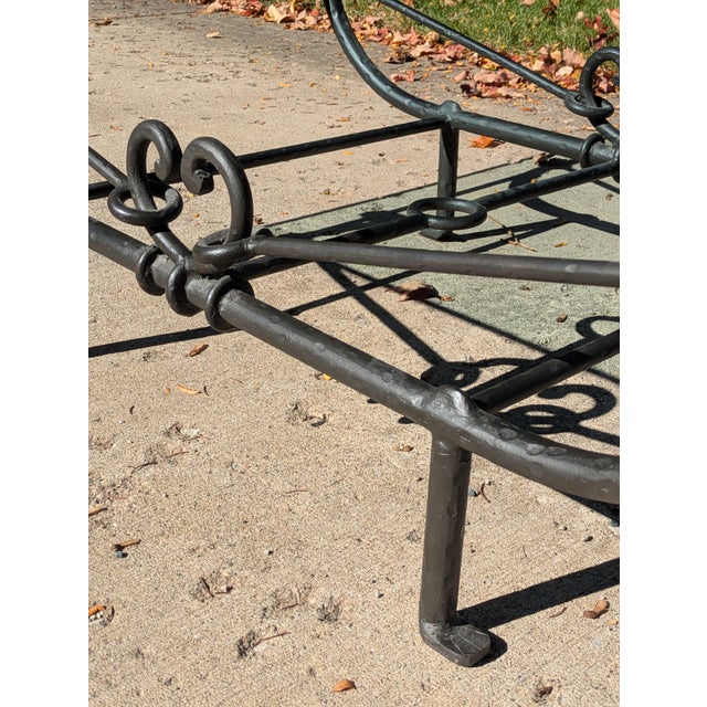 Metal Attributed to Paul Ferrante "Emilio" Giacometti Style Coffee Table in Hammered Wrought Iron For Sale - Image 7 of 9
