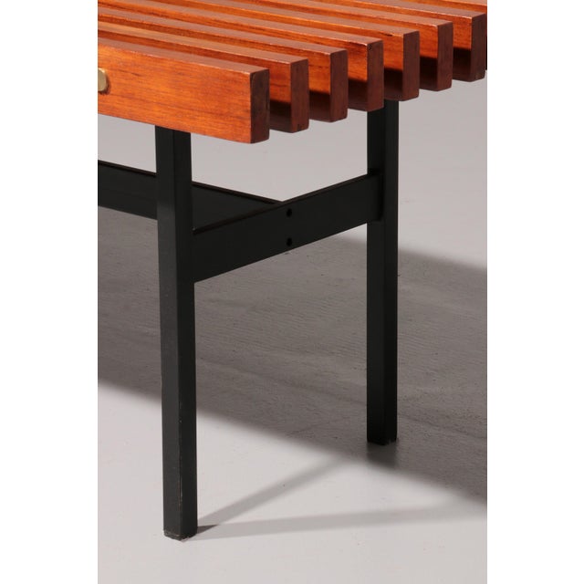 Wood Teakwood and Metal Bench, Italy, 1970s For Sale - Image 7 of 11