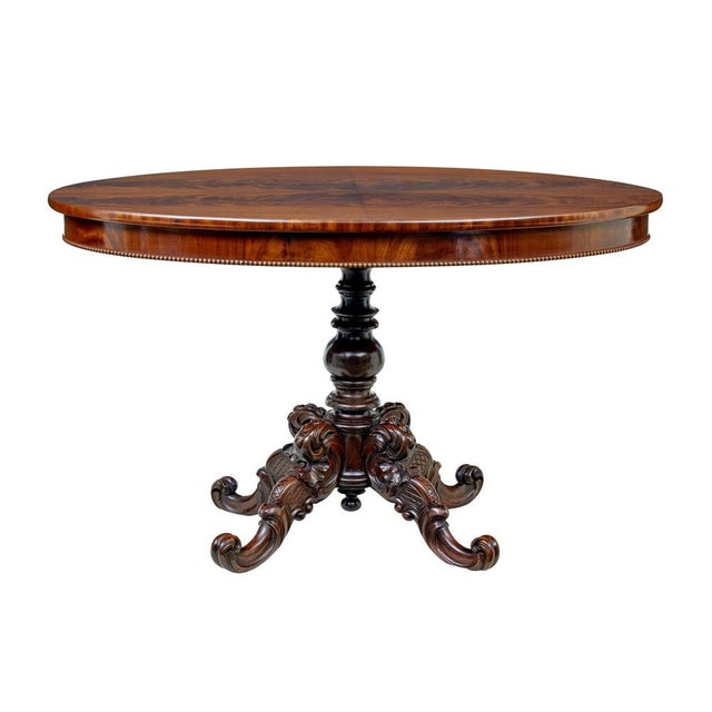 Antique Scandinavian Hand Carved Oval Center Table, 1880 For Sale - Image 10 of 10