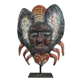 Antique Mexican (Guerrero) Hammered Copper Folk Art Festival Mask For Sale